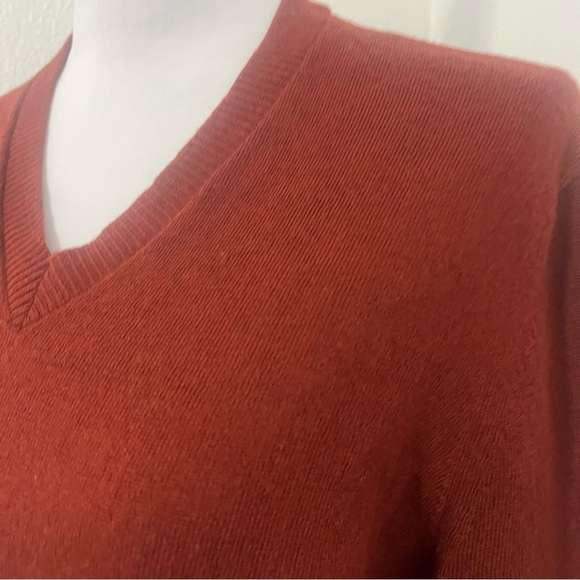 Banana Republic Men’s Large V-Neck 100% Extra Fine Merino Wool Sweater Sienna - Picture 3 of 11